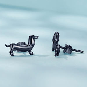 100% 925 स्टर्लिंग चांदी महिलाओं के फैशन गहने के लिए कुत्ते Dachshund कुत्ते के कान स्टड कान की बाली गुलाब सोने के गहने शादी का तोहफा SCE1535 - Product Image 6