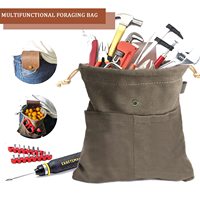 Sac en toile pour la cueillette en plein air, sac de cueillette de fruits pliable avec cordon de serrage, pochette à outils à porter à la taille B14XD