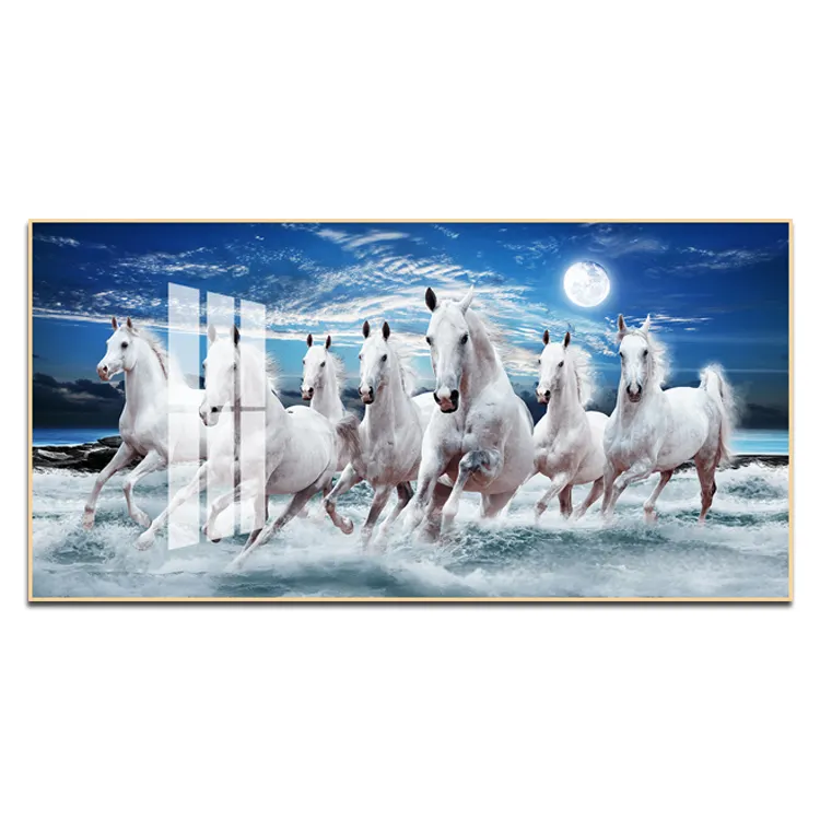 Wholesale Modern Horses Crystal Porcelain Painting Wall Art Work Animal Painting Crystal Porcelain Still Life Painting