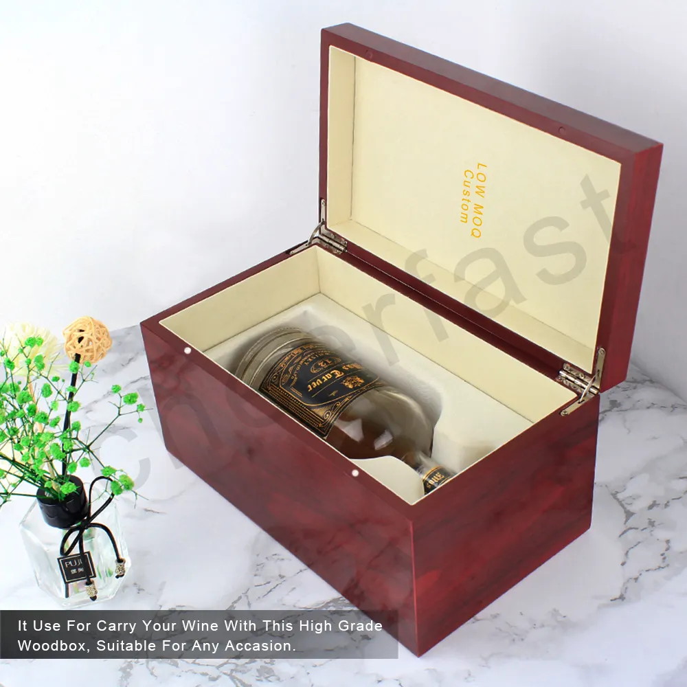 Bouteille en bois de rose brillant avec marquage privée, 300 pièces, boîte à cadeau, contenant un seul coffret, coloris noir en bois de rose et whisky, idée cadeau