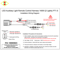 Kit perakitan kabel PT1.5, lampu tambahan LED 140W, rangkaian kabel Remote Control, isolasi PVC untuk 2 lampu