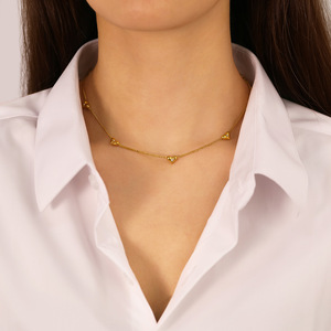 Wholesale Collier Acier Inoxydable <strong>Bijoux</strong> 18K Gold Plated Stainless Steel <strong>Zircon</strong> Heart Charm Clavicle Chain Jewelry Necklaces - Product Image 4