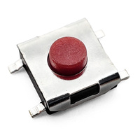 Interrupteur Tactile SMD 4 Broches 6,5x6,5x3mm Bouton Rouge Micro Interrupteur Tactile pour Remplacement de Clé de Voiture Télécommandée Bouton Poussoir Automobile