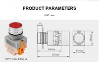 Interrupteur à bouton-poussoir LED à tête plate autobloquant NP4-11BNZS 1NO1NC IP40 4A 380V GB 14048.5