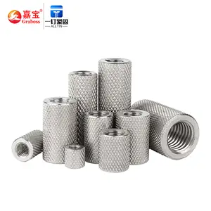 Pabrik Grosir Baja Karbon Galvanis Internal Thread Nut Knurled Silinder Nut Kustom Furniture Insert Nut M3M4 M5 M6