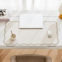 Tapis de bureau personnalisé en cuir PU festonné, grand format 31,5" x 15,7", design esthétique mignon pour la maison/le travail/la décoration