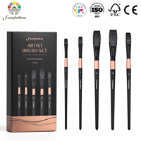 Ensemble de pinceaux à aquarelle en poils d'écureuil noir de qualité supérieure, 5 pièces, pinceaux professionnels pour peinture à l'aquarelle, plats 6/10/14/18/20