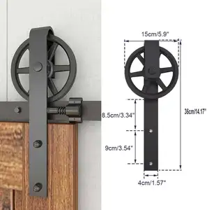 Large Six-Spoke Wheel Shaped Barn Door Hardware Kit Premium Door Window Accessories