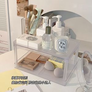 Double Layer Desktop Storage Rack Rectangle 2 Tier Standing Multi Purpose Organizer For Makeup Office Supplies Bedroom Student - Product Image 4