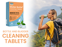 Tablettes nettoyantes anti-calcaire pour acier inoxydable, étiquette privée OEM, tablettes nettoyantes pour bouteilles d'eau, 36 unités
