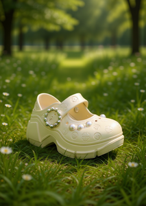 Platform <b>Clogs</b> With Pearls Mary Jane Style Women Girls Summer Soft Lightweight Round Toe EVA Outsole Size 23 - Product Image 2