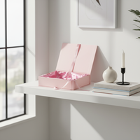 Boîte cadeau rigide magnétique de luxe personnalisée pour sous-vêtements et lingerie, avec doublure en satin gaufré, faite à la main