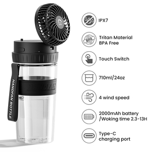 Bottiglia d'acqua da 710ml per bambini nuovo simpatico campione di aspirapolvere sportivo e da campeggio con ventilatore - Product Image 3