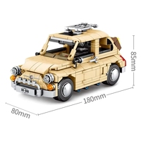 Modèle de voiture Fiat Nuova à rétrofriction Sembo SY8100, voiture classique pour enfants, ensembles de briques éducatifs DIY, mini jouets de construction