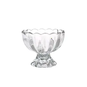 Taza de vidrio transparente gruesa con forma de loto Simple, taza de ensalada de postre de jugo de 150ml, vaso de helado encantador creativo