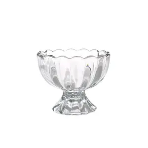 Bicchiere in Vetro Trasparente Spesso a Forma di Loto 150ml per Succo Dessert Insalata Creativo Grazioso Bicchiere per Gelato - Product Image 1