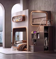 Nouveau modèle 2025, Meilleure vente : Lit mezzanine moderne en MDF avec bureau intégré pour tout-petits, lit superposé simple pour enfants, retour facile pour chambre à coucher