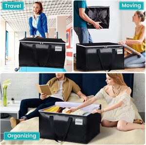 Waterproof Moving Dustproof <b>Storage</b> Organizer Bag Extra Large Capacity Woven Laundry Shopping Bag for Home Use for <b>Clothes</b> - Product Image 3