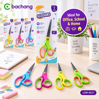 Ciseaux de bureau en acier inoxydable à pointe arrondie, coupe lisse, prise en main confortable, outil pour l'école, la maison et l'artisanat, emballage blister, couleurs assorties