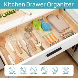 Diviseurs de tiroirs en plastique PP, lot de 4, <span class=keywords><strong>pour</strong></span> bijoux et vêtements de bébé, organisateur de couverts de cuisine, facile à installer - Product Image 3