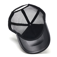 Casquette Trucker Personnalisée par le Fabricant en Cuir PU, 5 Panneaux, avec Logo Patch Brodé en Éponge
