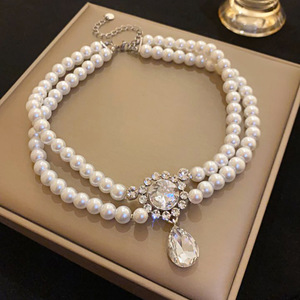 Collier pendentif en perles d'imitation géométriques irrégulières, style palais français vintage, chaîne de clavicule pour femme, idéal pour les soirées - Product Image 5