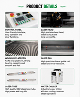 Machine de gravure laser CNC 100W 1390, découpeuse laser CO2 150W, machine de gravure sur verre portable, machine de découpe acrylique