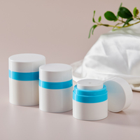 Pot sous vide sans air en PET bleu et blanc 15, 30, 50 ml – Vente en gros, pot en plastique vide personnalisé pour crème visage, emballage anti-âge pour soins de la peau