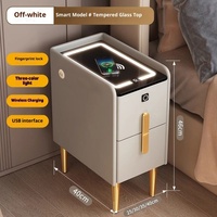 Table de chevet intelligente moderne avec chargeur sans fil, lumière ambiante LED, 2 tiroirs, table de chevet pour chambre à coucher, maison, appartement