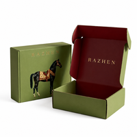 Boîte d'expédition personnalisée imprimée, motif cheval peint à la main, design zodiacal, boîte robuste en carton ondulé E avec logo doré pour cadeaux et vêtements