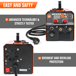 Máquina de Soldadura Inversora Profesional 2 en 1 MIG200 de 220V para Chapa Delgada, Sin Gas y con Función ARC MMA - Product Image 3