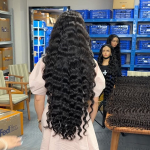 Raw Indian Loose Deep Wave <strong>Wig</strong> 40 Inch Curly Deep Wave Full Lace <strong>Human</strong> <strong>Hair</strong> <strong>Wigs</strong> Glueless 13X6 HD Transparent Lace Front <strong>Wig</strong> - Product Image 1
