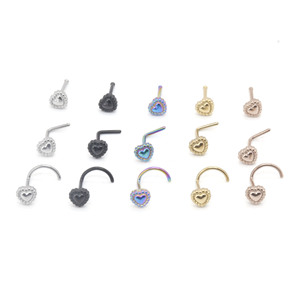 Piercings tendance en acier inoxydable en forme de cœur pour le <span class=keywords><strong>nez</strong></span>, crochets de <span class=keywords><strong>nez</strong></span>, piercings pour l'oreille et la lèvre, piercings de <span class=keywords><strong>narine</strong></span> incurvés en S, bijoux de <span class=keywords><strong>piercing</strong></span> corporel à la mode - Product Image 1