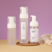 Tragbare 100ml 150ml Nachfüllbare Zylinder-Glasflasche mit Schaumspender in Mattfarbe für Gesichtsreiniger und Hautpflege-Verpackung