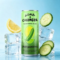 Cóctel de Proteína de Suero de Leche con Limón y Pepino, 10% ABV, Sin Azúcar, Bebida Proteica Fitness con Alcohol, 330ml, Bebida Proteica Enlatada Refrescante
