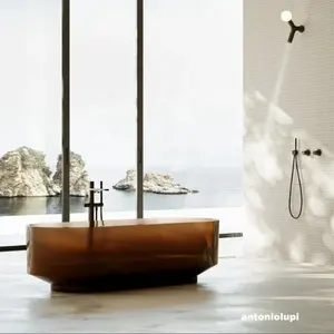 HONDAO独立式半透明树脂浴缸现代透明纯树脂浴缸浴室设计