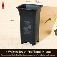 Pot Bunga Resin Persegi 15.7cm dengan Banyak Lubang Drainase Ramah Lingkungan Gaya Cina Sederhana untuk Penggunaan di Meja Taman dengan Anggrek Bonsai.