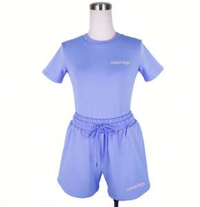 OEM 2025 <b>Biker</b> <b>Shorts</b> Sets Sportswear 2 Piece <b>Short</b> Set for <b>Women</b> Custom 2 Piece Crop Top and <b>Shorts</b> Sets <b>Women</b> - Product Image 3