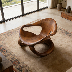 Fauteuil lounge moderne en fibre de verre, design artistique de luxe, fauteuil sculptural pour salon, siège d'appoint unique fait main pour la maison - Product Image 5