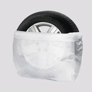 Bolsa de almacenamiento de neumáticos de coche, bolsas de plástico lavables a prueba de roturas, cubierta de rueda, color blanco y negro