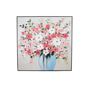 <span class=keywords><strong>Peinture</strong></span> <span class=keywords><strong>à</strong></span> <span class=keywords><strong>l</strong></span>'<span class=keywords><strong>huile</strong></span> texturée artisanale faite <span class=keywords><strong>à</strong></span> la main <span class=keywords><strong>de</strong></span> <span class=keywords><strong>vase</strong></span> avec arrangement floral Art mural décoratif moderne - Product Image 1