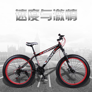 Vélo de montagne 26 pouces, pneus larges 4.0, fourche à suspension, freins à disque, changement de vitesse, unisexe, adulte, utilisation sur la plage - Product Image 3