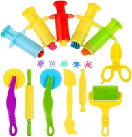 Panwenbo Ensemble de 12 outils de jeu en plastique pour la pâte à modeler avec 5 extrudeuses, ciseaux, rouleaux, rouleaux à pâtisserie, emporte-pièces pour enfants de 3 ans et plus