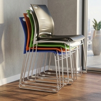 Chaise de conférence empilable moderne pour salon, chaise empilable en métal avec coussin et structure – Idéale pour les églises et les réceptions d'hôtels