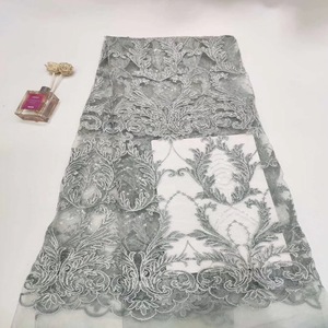 2019 vestido de noche de dubai bordado de lujo azul cielo tela de encaje guipur con purpurina - Product Image 3
