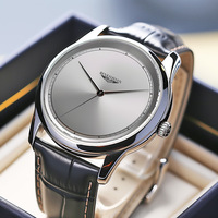 Jam Tangan Quartz Pria Terlaris untuk Perdagangan Luar Negeri, Casing Aloi, Tali Kulit PU, Klasik, Modis, Mewah, Tahan Air, Dial Penunjuk 40mm