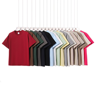 T-shirt personnalisé pour homme à manches courtes, col ras du cou, coupe épaules tombantes, en tissu double fil épais 250G, couleur terre vintage, uni