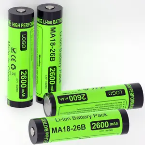 Usine Premium 18650 type 3.7V 2600mAh lampe de poche batterie au lithium