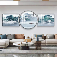 Tableau mural décoratif triple paysage pour salon de style nordique, art mural à suspendre pour la maison