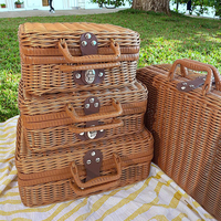 Offre Spéciale écologique PP plastique rotin boîtes de rangement tissé à la main Rectangle Vintage Style cuisine Camping en plein air